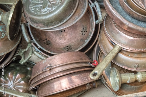 old copper pot at garage sale