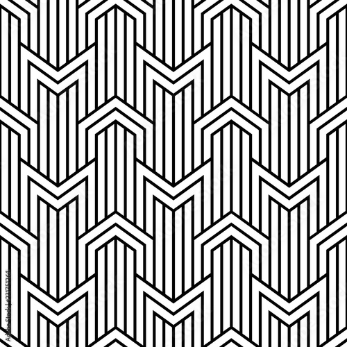Vector seamless texture. Modern geometric background. Monochrome repeating pattern with intersecting stripes.
