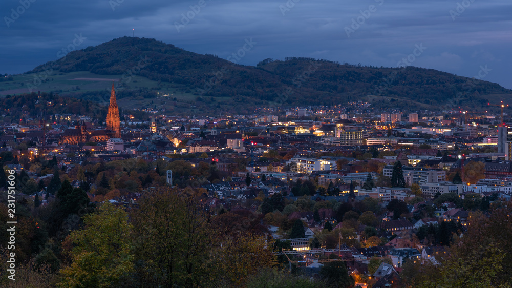 Freiburg city at night