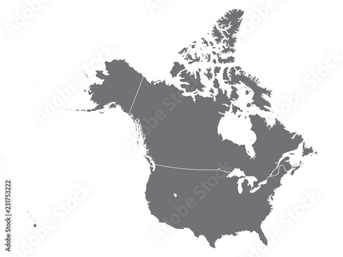 gray map of north america