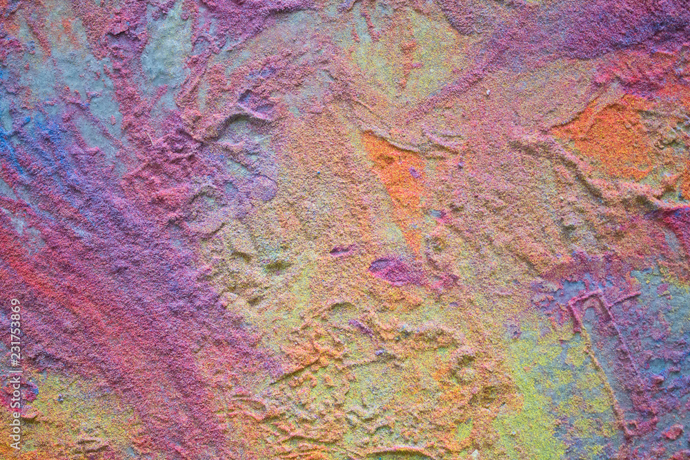 Varicoloured mineral deposit of paint of powder-like enamel