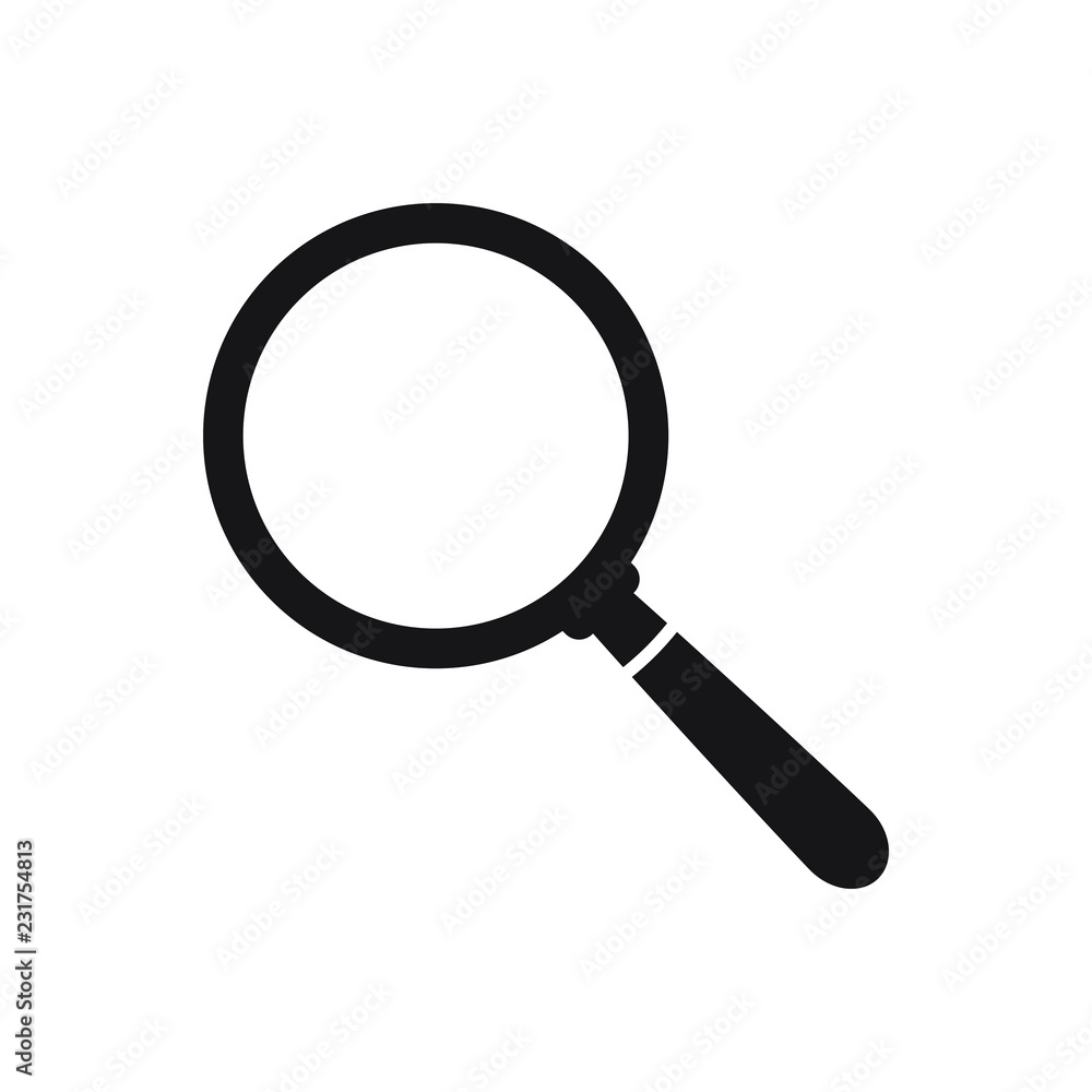 Search icon. Magnifying glass icon, vector magnifier or loupe sign. Search icon. Magnifying glass icon, vector magnifier or loupe sign.