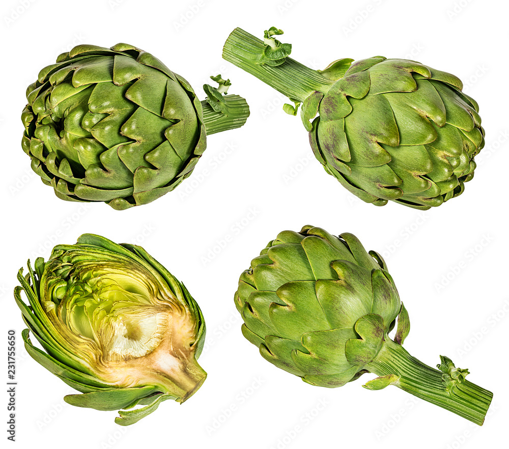 Obraz premium Fresh artichoke isolated on white background with clipping path