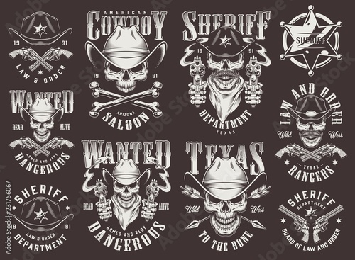 Vintage wild west logotypes set