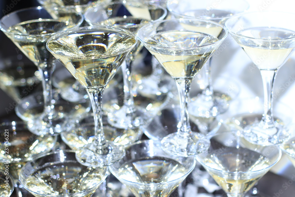 tasty champagne in glasses tasty champagne in glasses