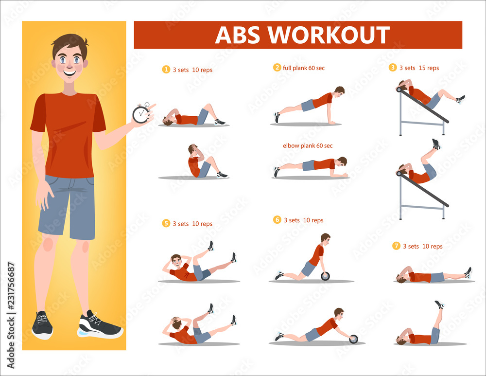 ABS workout for men. Exercise for perfect body