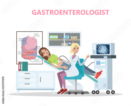 Woman visit gastroenterology specialist. Checking digestive system