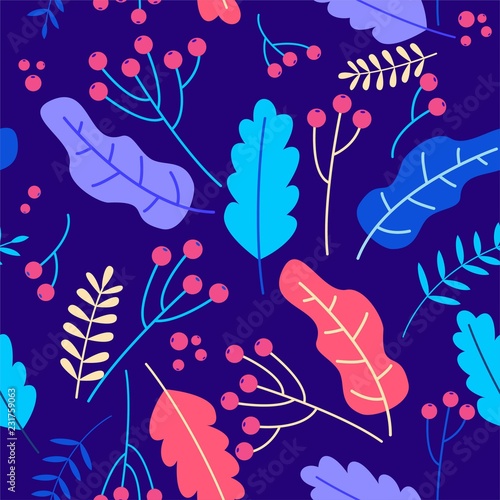 Seamless pattern with red berries in trendy colors