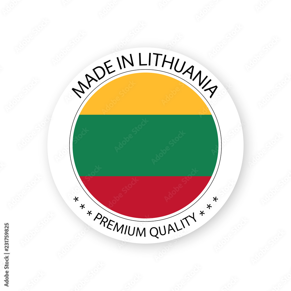 Modern vector Made in Lithuania label isolated on white background, simple sticker with Lithuanian colors, premium quality stamp design, flag of Lithuania Modern vector Made in Lithuania label isolated on white background, simple sticker with Lithuanian colors, premium quality stamp design, flag of Lithuania