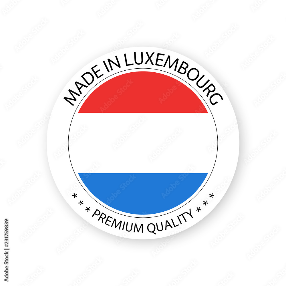 Modern vector Made in Luxembourg label isolated on white background, simple sticker with Luxembourgish colors, premium quality stamp design, flag of Luxembourg Modern vector Made in Luxembourg label isolated on white background, simple sticker with Luxembourgish colors, premium quality stamp design, flag of Luxembourg