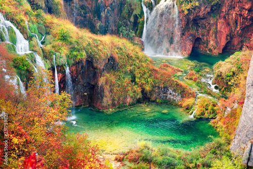 Photography Plitvice waterfalls in the fall