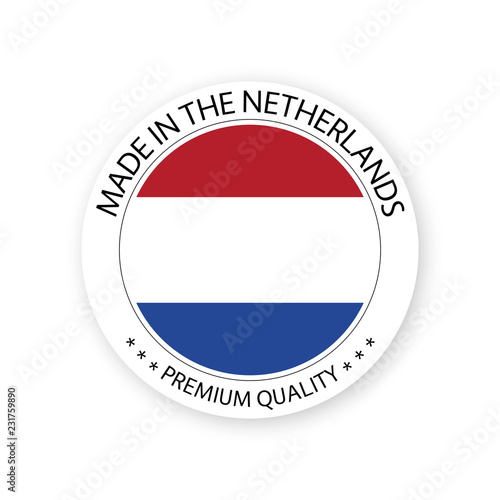 Free Download Modern vector Made in the Netherlands label isolated on white background, simple sticker with Dutch colors, premium quality stamp design, flag of the Netherlands - GFXLoad