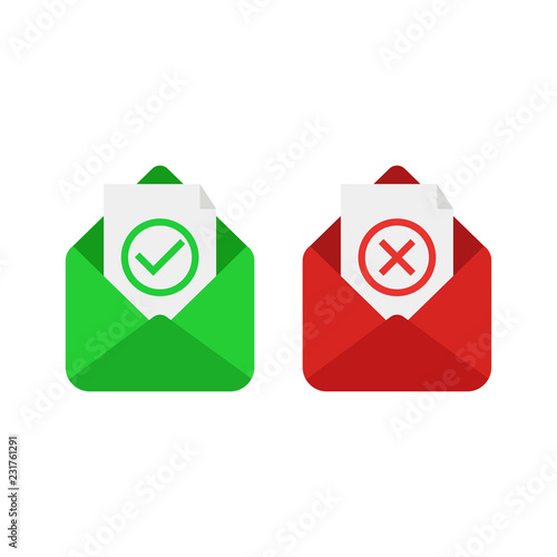Open letter rejectioned and Open letter approved. vector illustration
