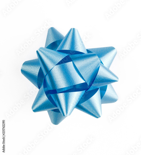 blue gift bow on a white background isolated