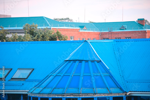 Rural view on cone roofs from rooftop