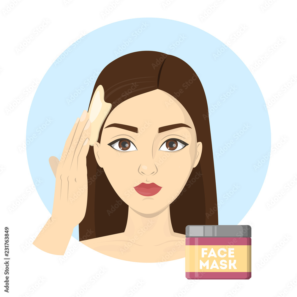 Woman applying hair mask after a washing Woman applying hair mask after a washing