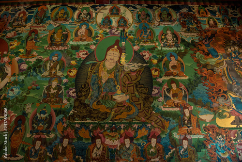 Painting inside temple Boudhanath , Kathmandu Nepal