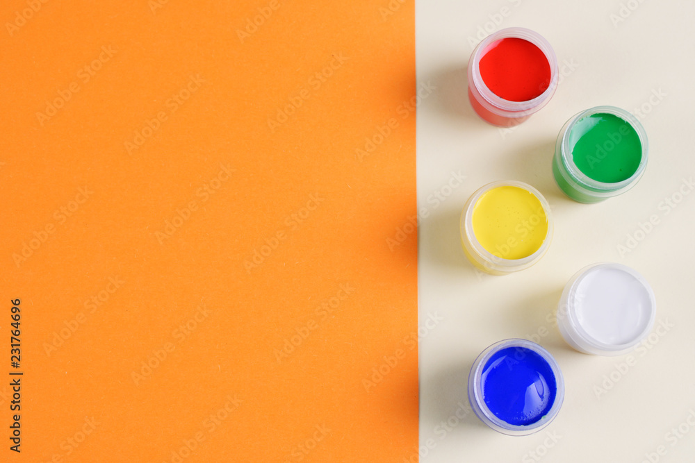 Set of five gouache paints on double-colored background. Set of five gouache paints on double-colored background.