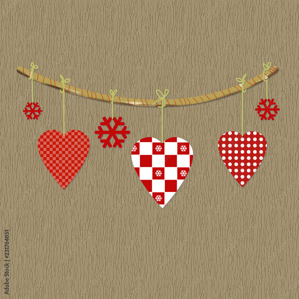 decorazione con cuori su sfondo grezzo decorazione con cuori su sfondo grezzo