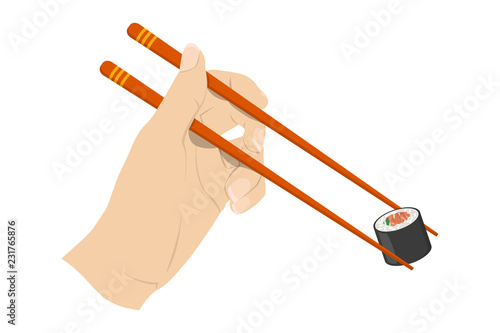 Hand holding asian chinese couple of chopstick