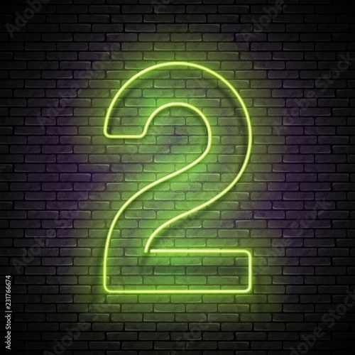 Vintage Glow Signboard with Number Two, Design Element