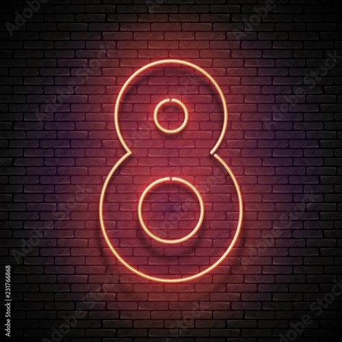 Vintage Glow Signboard with Number Eight, Design Element