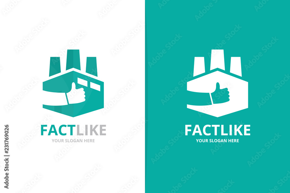 Vector factory and like logo combination. Industry and best symbol or icon. Unique manufacturing and choice logotype design template.