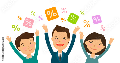 Sale, discount banner. Business, Black Friday concept. Cartoon vector illustration