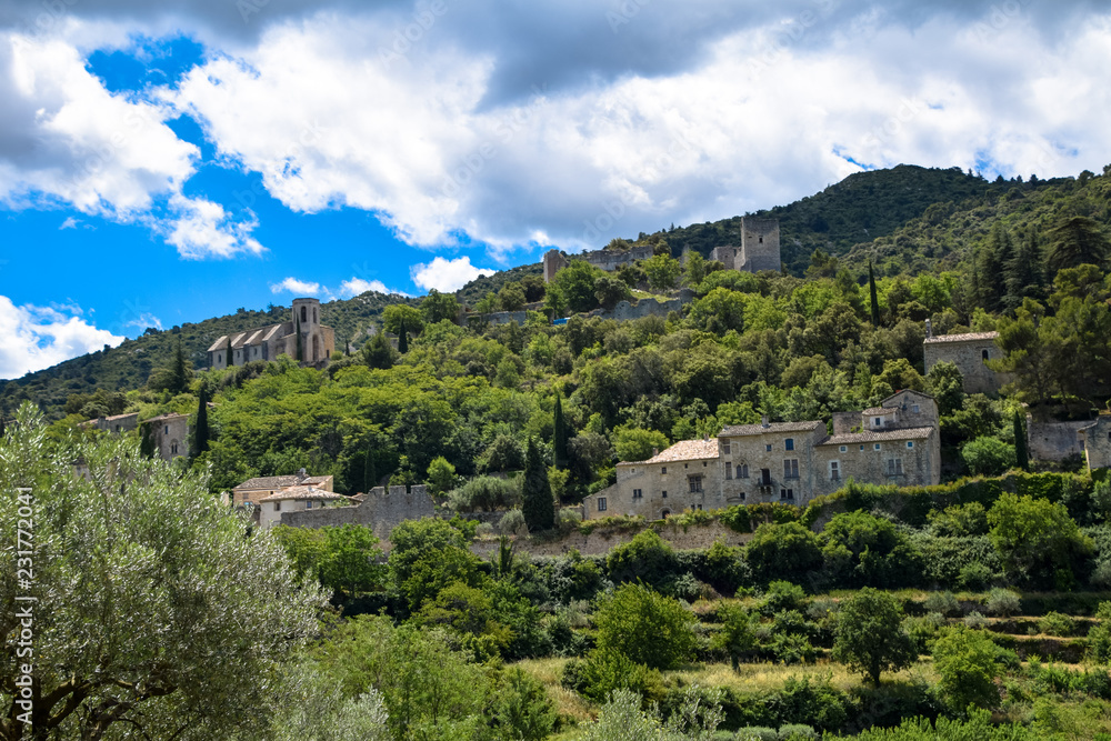 A view of the medieval village of Oppede-le-Vieux in the Luberon area of Provence, France