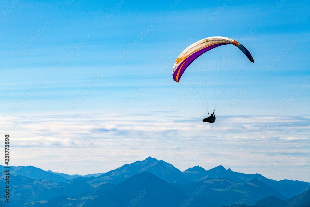 Paragleiting, Gleitfug, Sport, Alpen, Kössen, Landschaft Paragleiting, Gleitfug, Sport, Alpen, Kössen, Landschaft