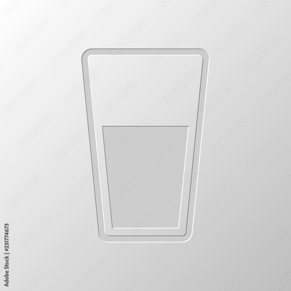 glass of water icon. Paper design. Cutted symbol. Pitted style glass of water icon. Paper design. Cutted symbol. Pitted style