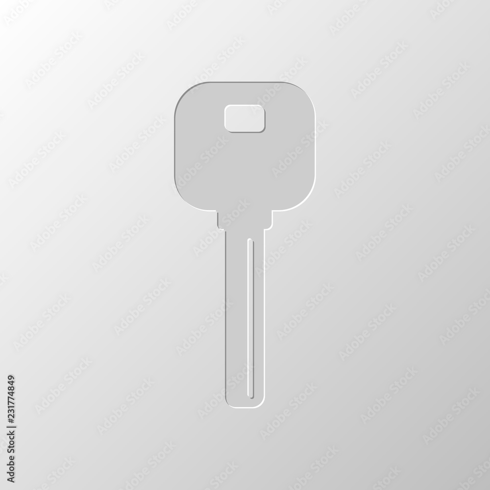 key icon. Paper design. Cutted symbol. Pitted style key icon. Paper design. Cutted symbol. Pitted style