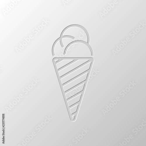ice cream icon. Paper design. Cutted symbol. Pitted style