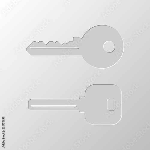 keys icons set. Paper design. Cutted symbol. Pitted style © fokas.pokas