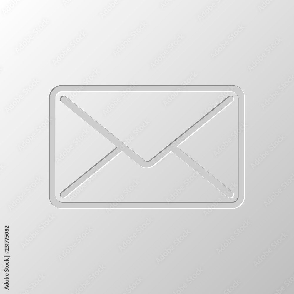 mail close icon. Paper design. Cutted symbol. Pitted style mail close icon. Paper design. Cutted symbol. Pitted style