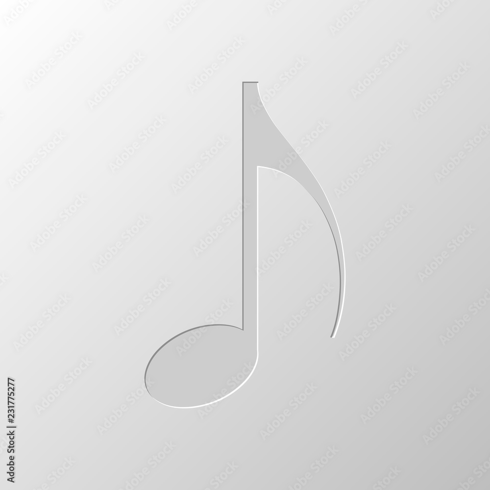 Music note icon. Paper design. Cutted symbol. Pitted style Music note icon. Paper design. Cutted symbol. Pitted style