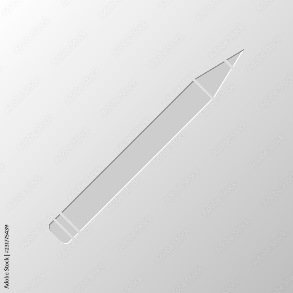 Pencil icon. Paper design. Cutted symbol. Pitted style Pencil icon. Paper design. Cutted symbol. Pitted style