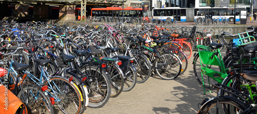 Bicycles Parked in Amsterdam, The Netherlands