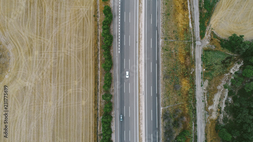 Aerial view of a road