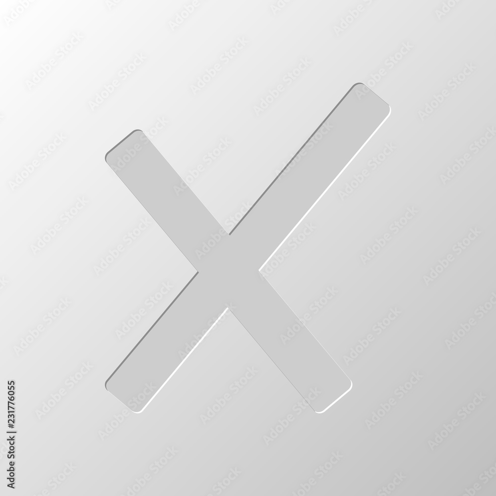 Wrong mark icon. Paper design. Cutted symbol. Pitted style Wrong mark icon. Paper design. Cutted symbol. Pitted style