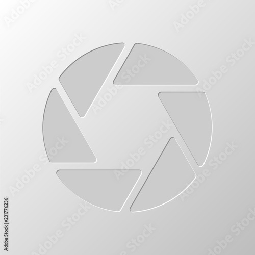 camera objective. simple silhouette. Paper design. Cutted symbol