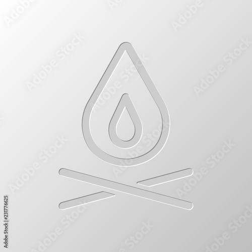 fire flame. simple silhouette. Paper design. Cutted symbol. Pitt