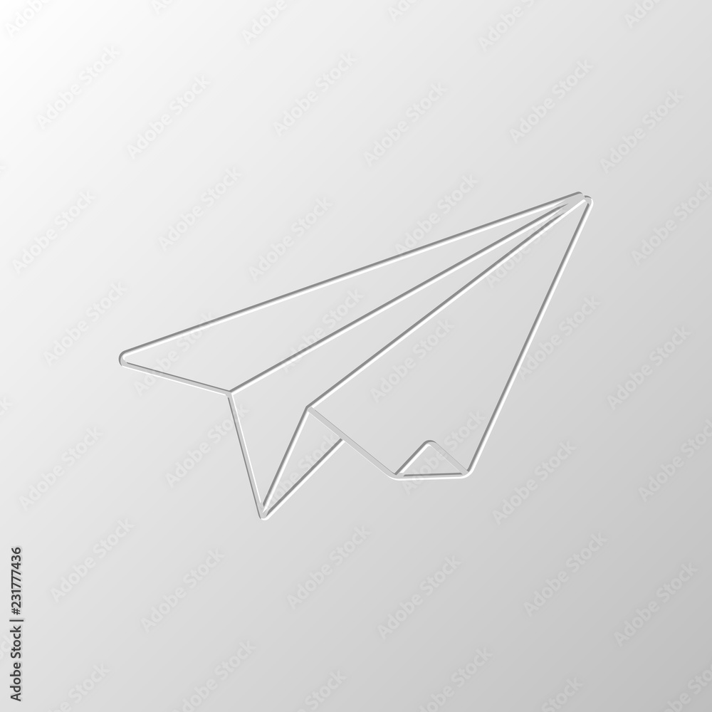paper plane. origami glider. Paper design. Cutted symbol. Pitted paper plane. origami glider. Paper design. Cutted symbol. Pitted