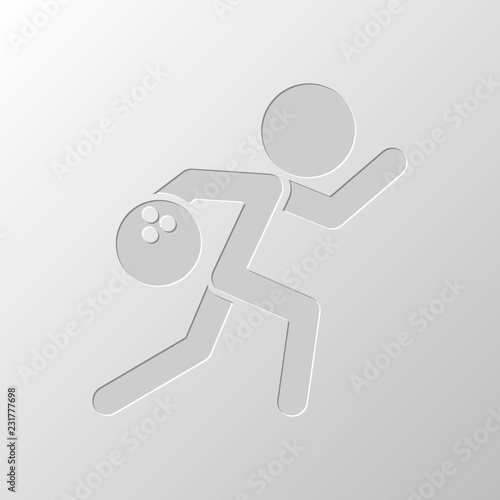 running man, bowling icon. Paper design. Cutted symbol. Pitted s photo