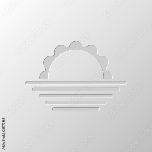 sunrise. simple weather icon. Paper design. Cutted symbol. Pitte