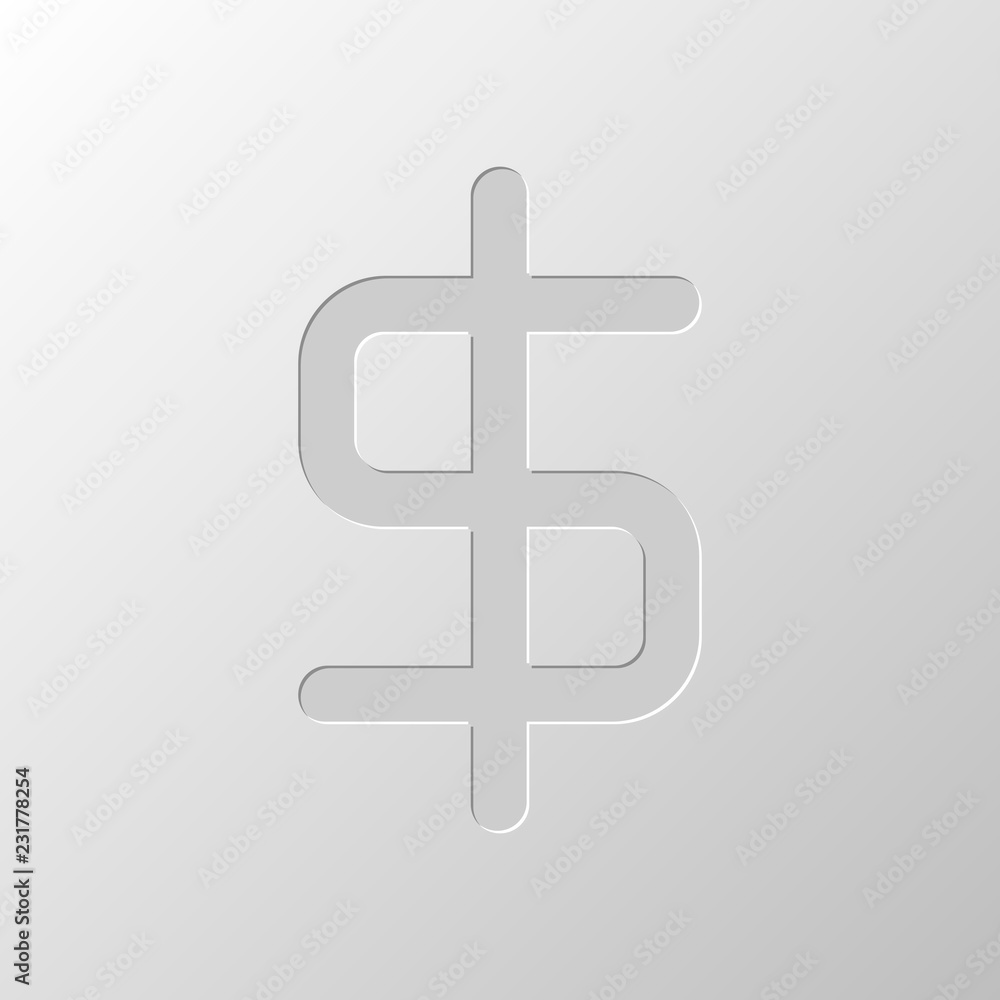simple dollar symbol. Paper design. Cutted symbol. Pitted style simple dollar symbol. Paper design. Cutted symbol. Pitted style