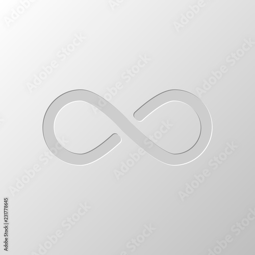 infinity symbol, simple icon. Paper design. Cutted symbol. Pitte