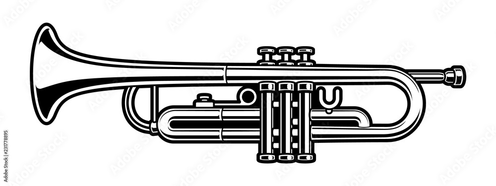black and white illustration of trumpet black and white illustration of trumpet