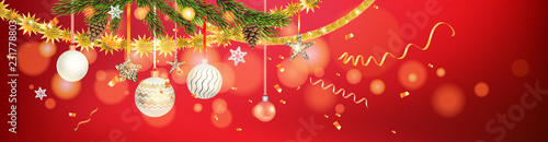 Red and shine holiday banner
