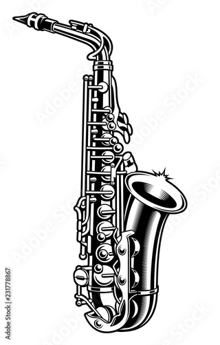 Saxophone black and white illustration